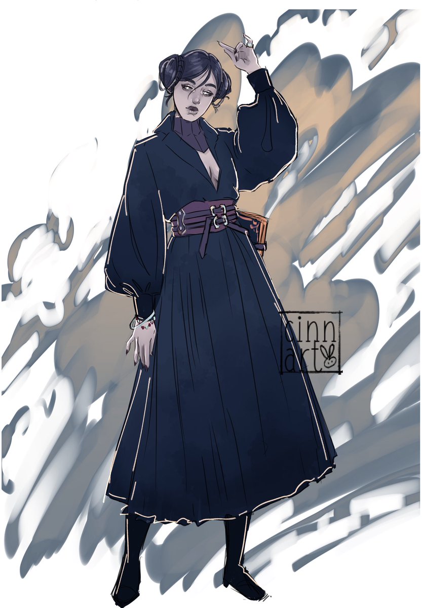 CinnStuff's tweet image. Colored a sketch of my TAV to try out some new brushes. Her name is Amalthea and she’s a divination wizard.