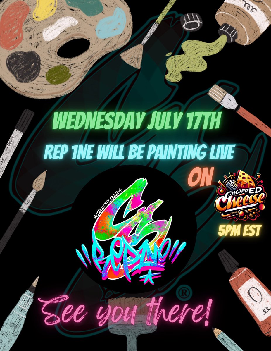 REP 1NE <a href="/ColorSkeemzNFT/">REP 1NE</a>  will be painting LIVE at Chopped Cheese