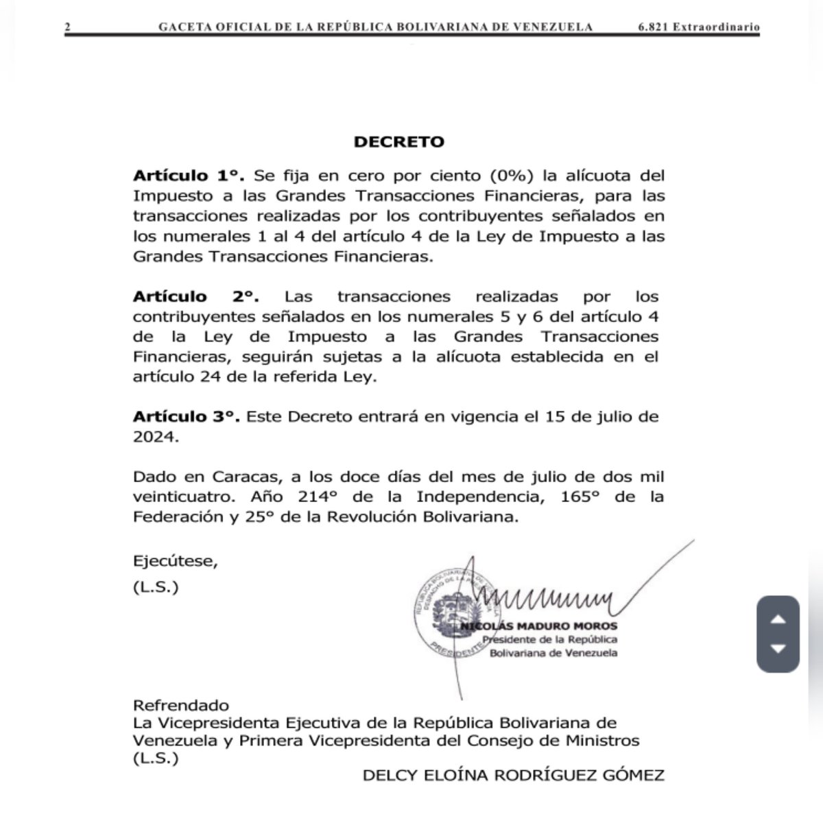SoyCamiloLondon's tweet photo. Ejecutivo Nacional habría fijado mediante Decreto la alícuota del IGTF en 0% a operaciones de los SPE, en bolívares 

Con ello solo se mantiene el IGTF a las operaciones en divisas bajo supuestos de numeral 5 y 6 del artículo 4 de la Ley https://t.co/bYhNDyIKWO