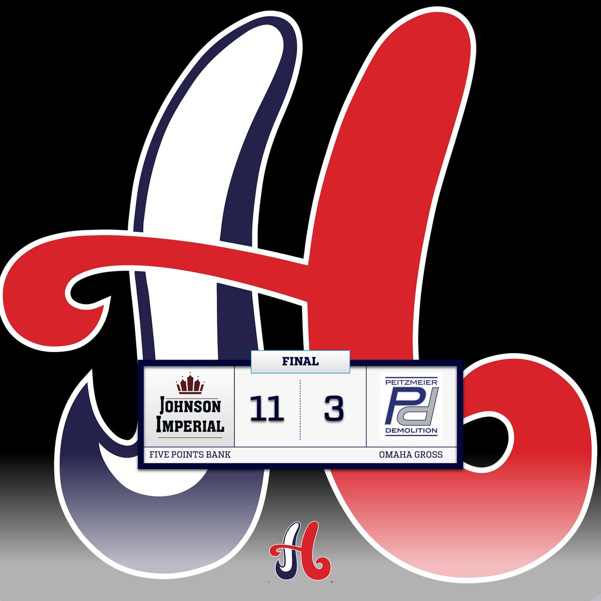 DuncanField's tweet photo. Hastings American Legion Baseball
at Lincoln Tournament
Final
Hastings Johnson Imperial Homes - 11
Peitzmeier Demolition (Om. Gross) - 3
W: Zane Thomsen
2B: Brennan Criss, Trindyn DeGodt
Owen Ablott 3-3 2-RBI
Dom Montey 2-3
Blake Kuhlmann 2-3 RBI
#HALB #DuncanField https://t.co/2AvPO3wCTL
