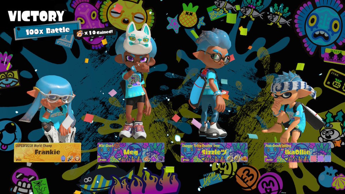 frankierod23's tweet photo. Won a 100x battle for Team Amusement Park in the first 2 hours!!!! LET’S GO!!!!!  #Splatoon3 #NintendoSwitch #Splatfest https://t.co/1OwLkm55sQ