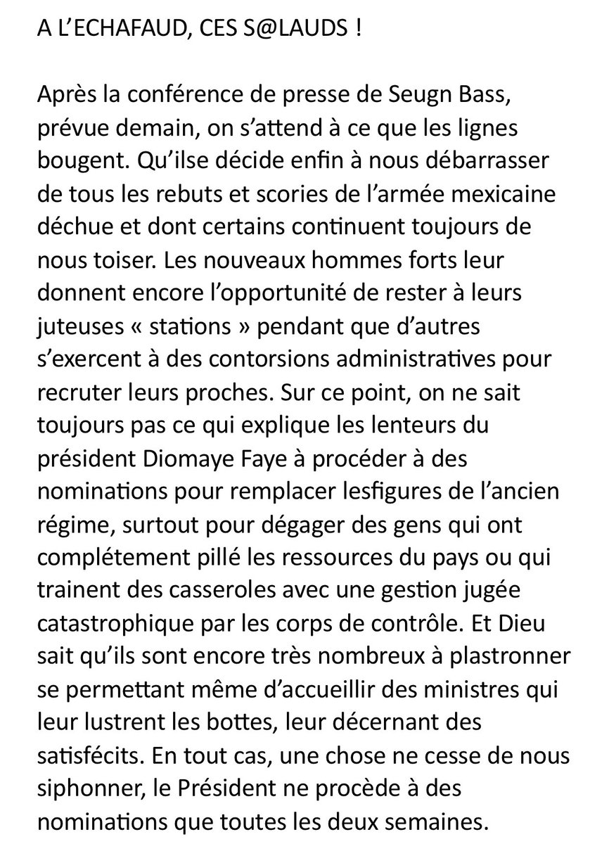 e_ndao's tweet photo. « A L’ÉCHAFAUD CES SALAUDS ! » 
#KaccoorBi #LeTemoin https://t.co/XqVinL7YPN