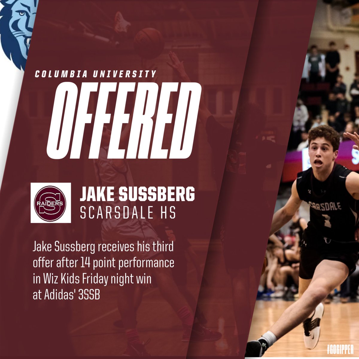 JakeSussberg1's tweet photo. After a great conversation with Coach Brown, I am honored to have received an offer from Columbia University. Thank you to Coach Engles and the whole staff for this opportunity! #RoarLionRoar
@jamelio1230 @ScarsdaleBHoops @wizkidsaau https://t.co/AsJEse0Jil