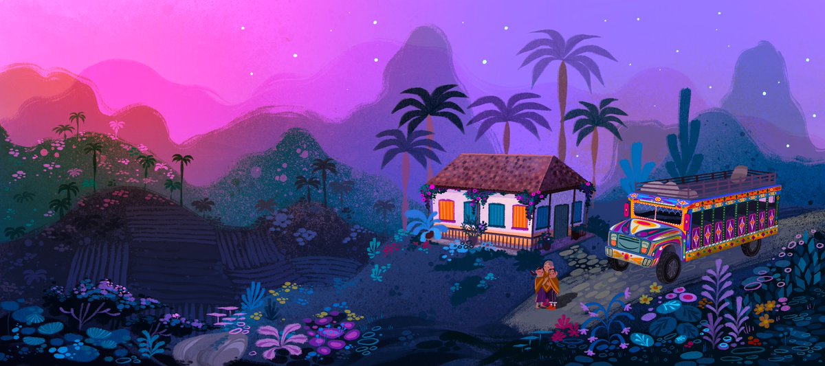 ArtichokeKid's tweet photo. I illustrated these endpapers for La Chiva. For years, many young people from rural and poor areas of Colombia couldn’t get back home after leaving in search of jobs and opportunities. I made these images thinking of them and their mothers who are still waiting for that hug. https://t.co/Y183wQgGbC