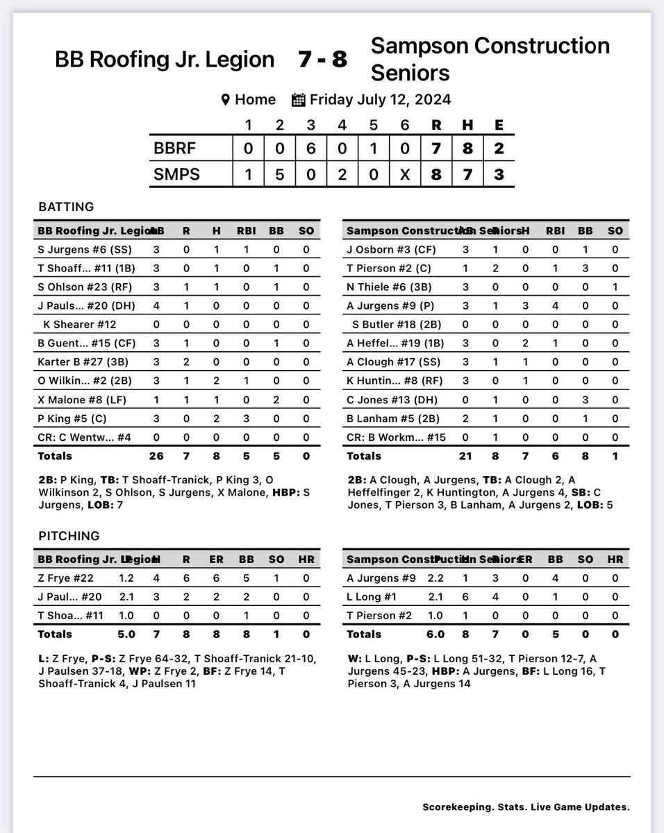 Sampson Construction Baseball tweet media