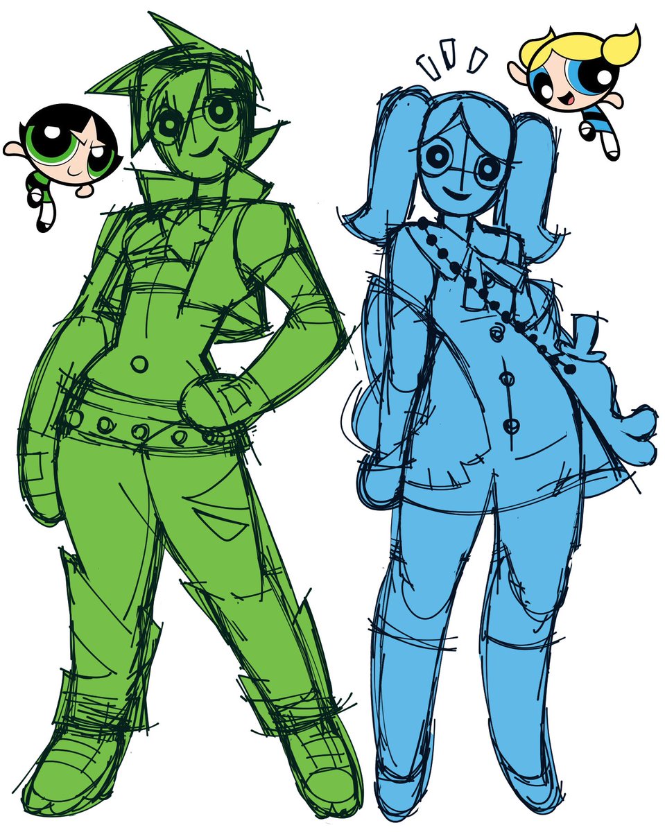onebadnoodle_'s tweet photo. [WIP] my hand has been kinda hurtin so this is all i got for buttercup and bubbles for now. might take a little break from drawing so think of this as a teaser lol https://t.co/cKL202sDCv