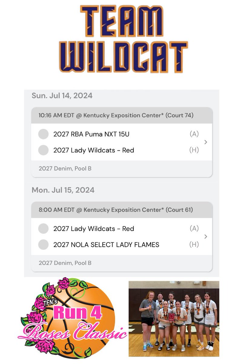 deweese_nina's tweet image. Come check my team and I out at The Run for Roses Tournament!!
🏀🔥💪🏻@julianardozzi1 @ScarletDAmico @AutumnCook01 #shootersshoot @ADIDASLWS @HallieRaabe @ProspectShowcse #Wildcatfam