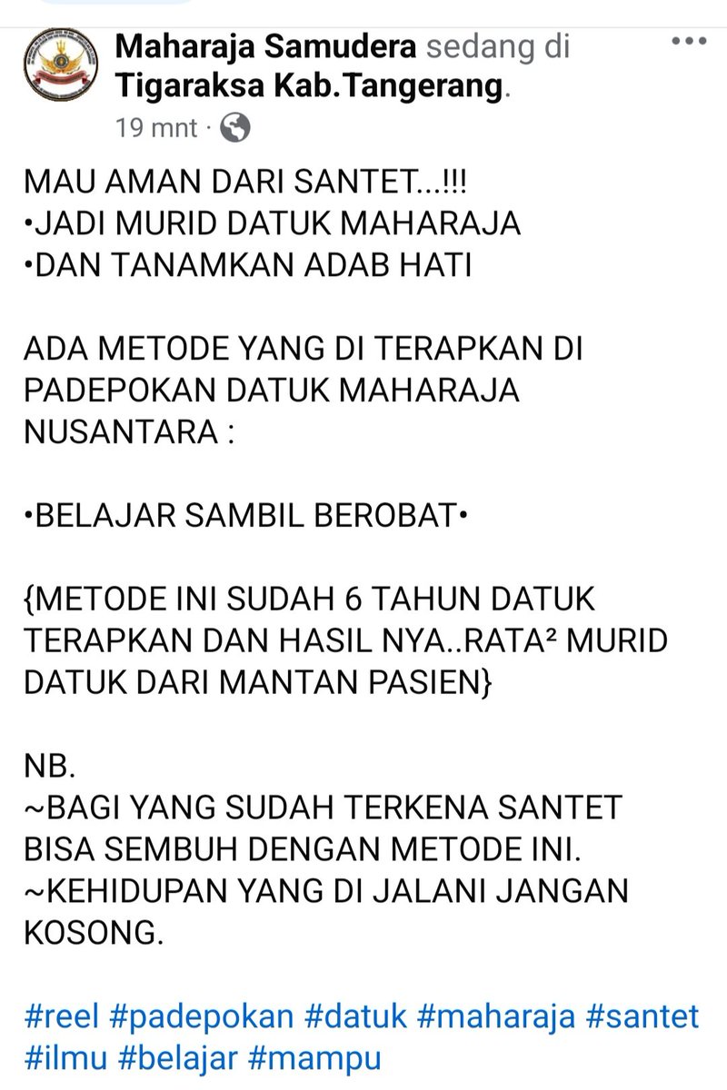 DatukMaharaja's tweet photo. NB.
~BAGI YANG SUDAH TERKENA SANTET BISA SEMBUH DENGAN METODE INI.
~KEHIDUPAN YANG DI JALANI JANGAN KOSONG.

#reel #padepokan #datuk #maharaja #santet #ilmu #belajar #mampu https://t.co/Qc1EafZaE8