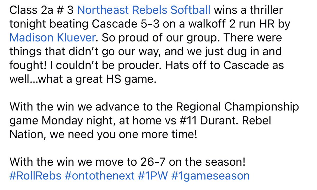 Northeast Rebels Softball (@ne_rebels_sb) on Twitter photo 