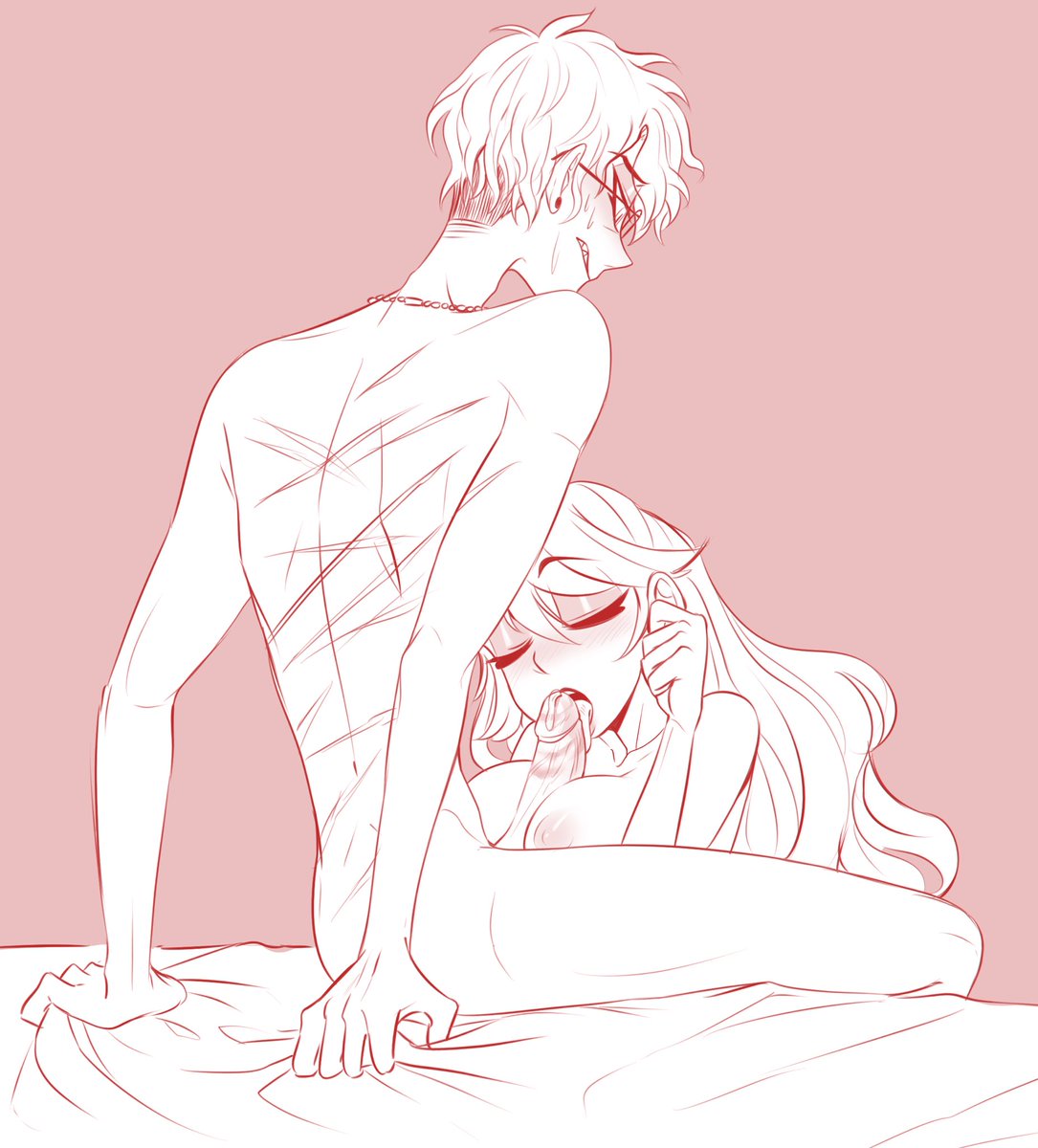 deerlydepart's tweet photo. kofi request for oblique intention 🔞🦌🌈 + paizuri with charlie’s lipstick leaving marks on alastor 😊 https://t.co/Cr9ed2c0od