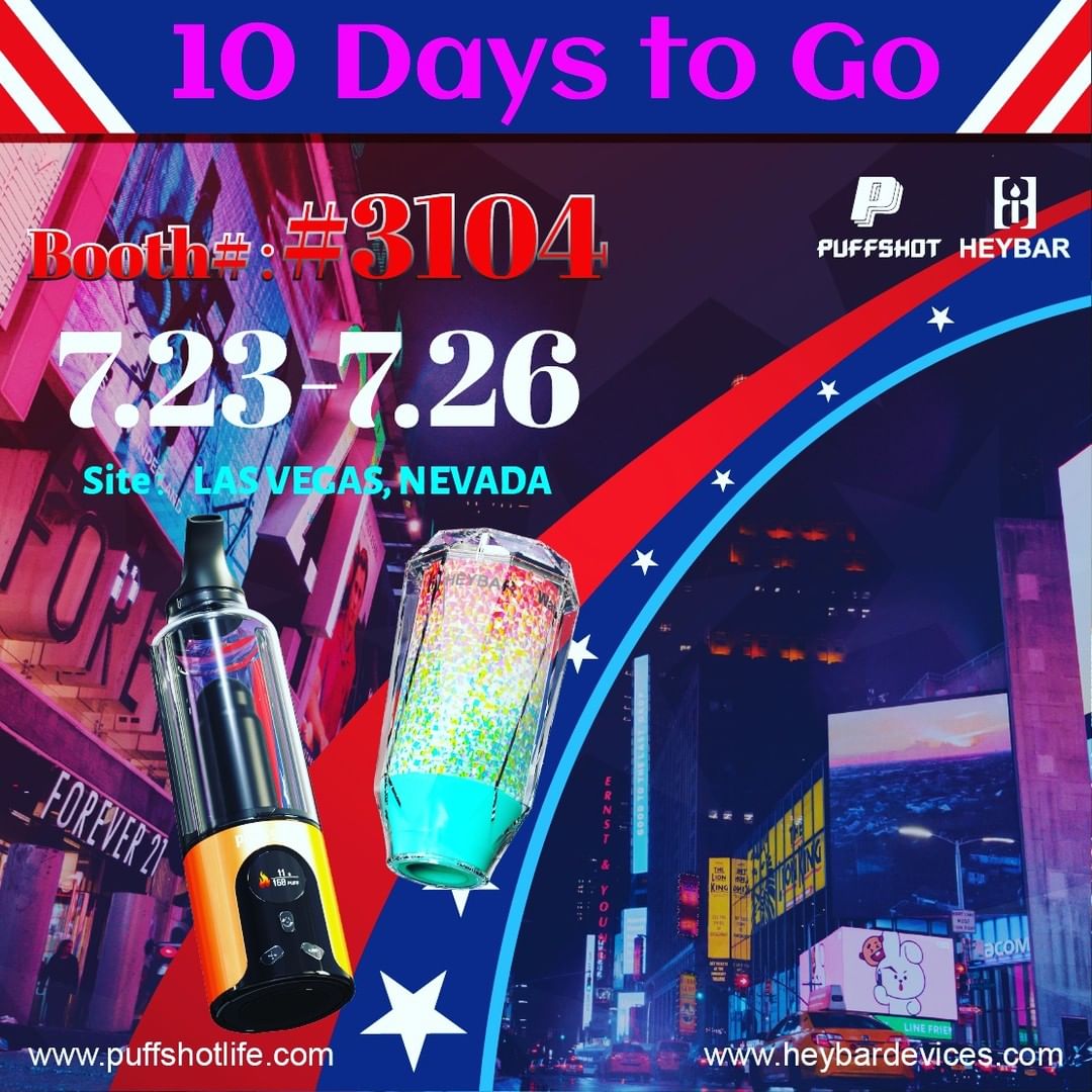 puffshotlife's tweet photo. 10-Day Countdown! PUFFSHOT and Heybar are set to showcase at the Las Vegas Champs Expo! We'll be unveiling the latest cool Heybar hidden screen BIG PUFF e-cigarettes and desktop Puffshot device. Don't miss out! ✨ #PUFFSHOT #Heybar #LasVegas #ECigarettes #Expo #Champs https://t.co/gnsOCSguez