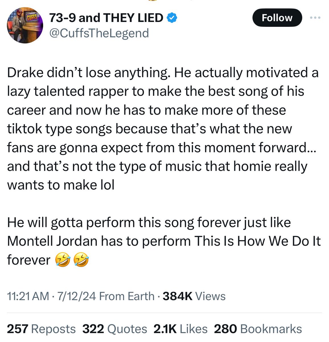 This tweet about the aftermath of the Drake/Kendrick battle went viral