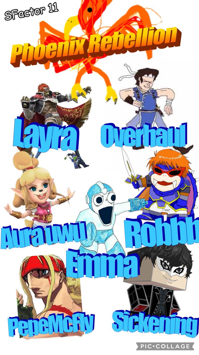 auraortizc's tweet photo. En vista de que no habrá gráfico oficial de Phoenix Rebellion para SFactor 11 por… desgracia xd les dejo mi humilde aportación del roster de los PHR uwu 

Mucha suerte a todos los lqm https://t.co/28WGOBJNxf