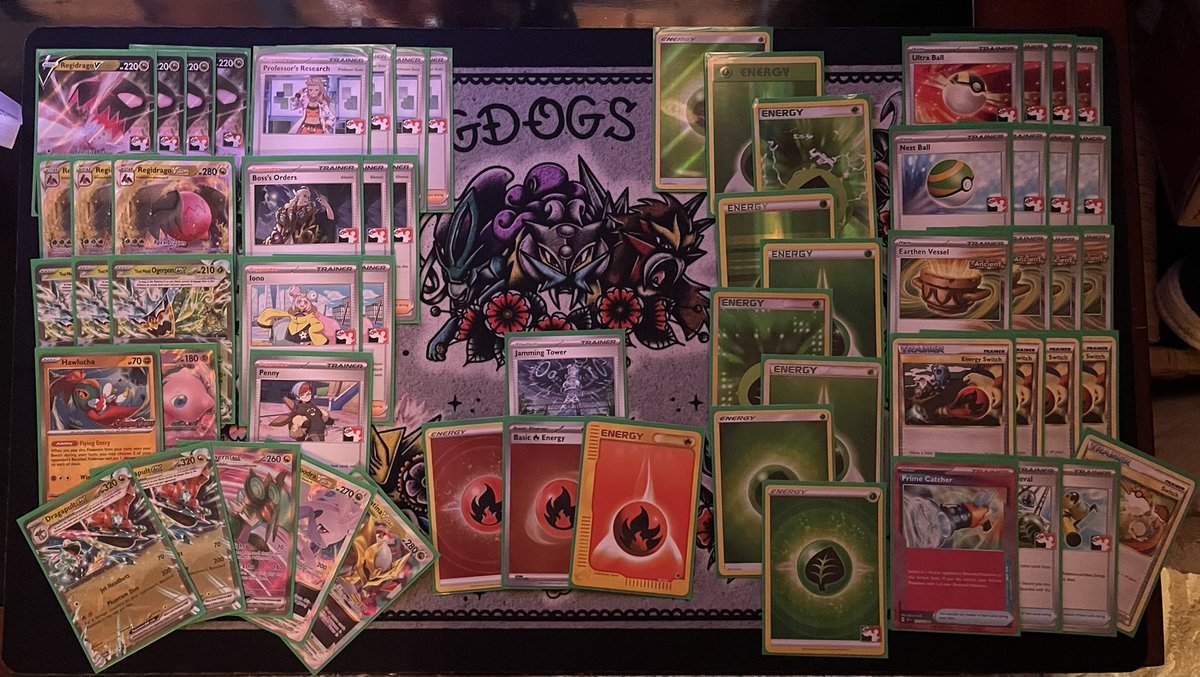 supporthimbo's tweet photo. The Insane #regidragovstar run fizzled out yesterday after a 3-3 finish with some rlly poor play on my end. 5 Straight Locals top cuts on the FL tour with this broken list, totaling to a 19-6 Overall Record. I don’t think I would make any changes until Shrouded is out #BigDogsWin https://t.co/FkYX0o2D9j