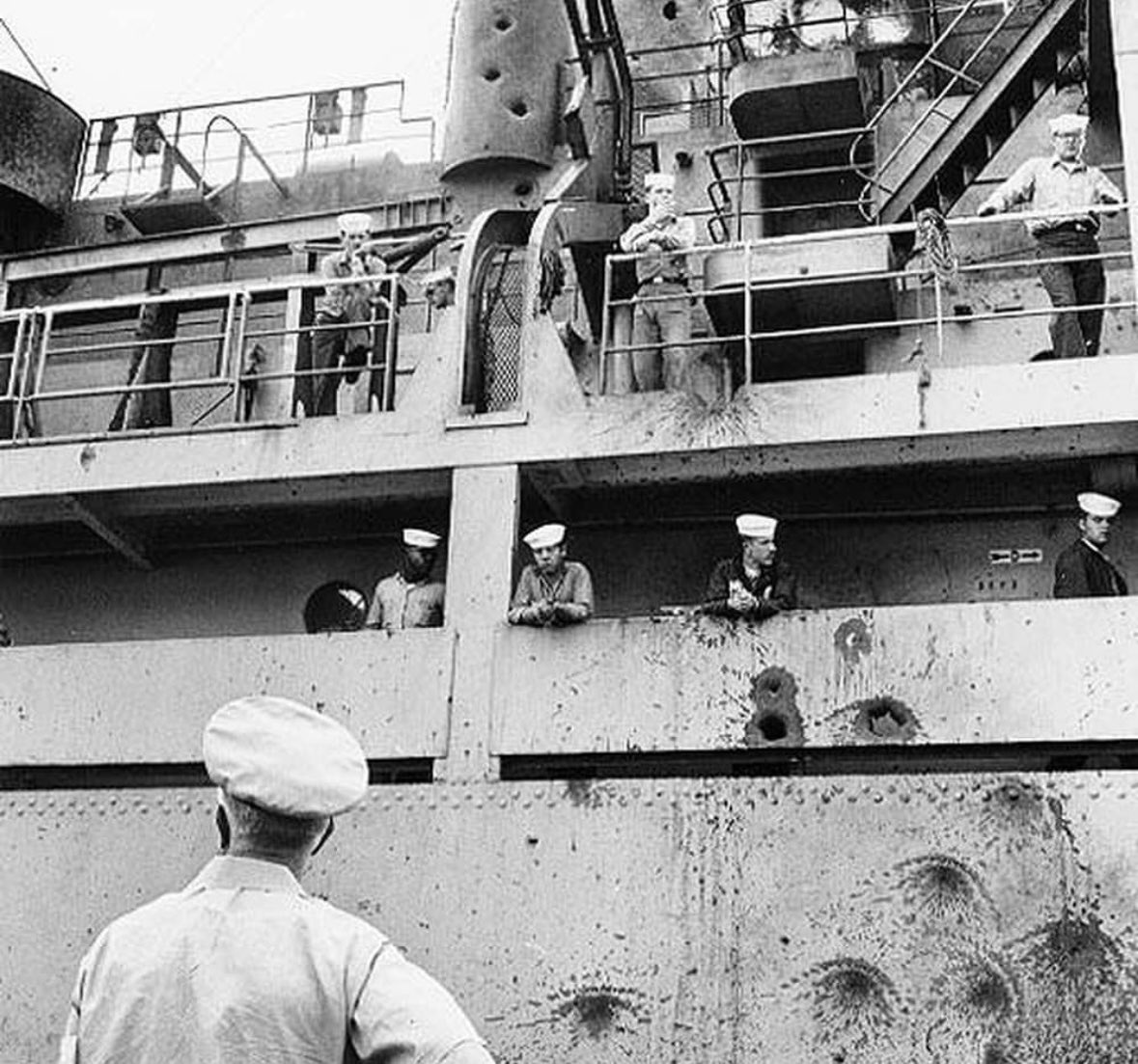 Peddlingforpizz's tweet image. ON JUNE 8, 1967, while patrolling in international waters in the Eastern
Mediterranean Sea, USS Liberty was savagely attacked without warning or justification by air and naval forces of the state of Israel.
The ship suffered 34 killed in action and 172 wounded in action.