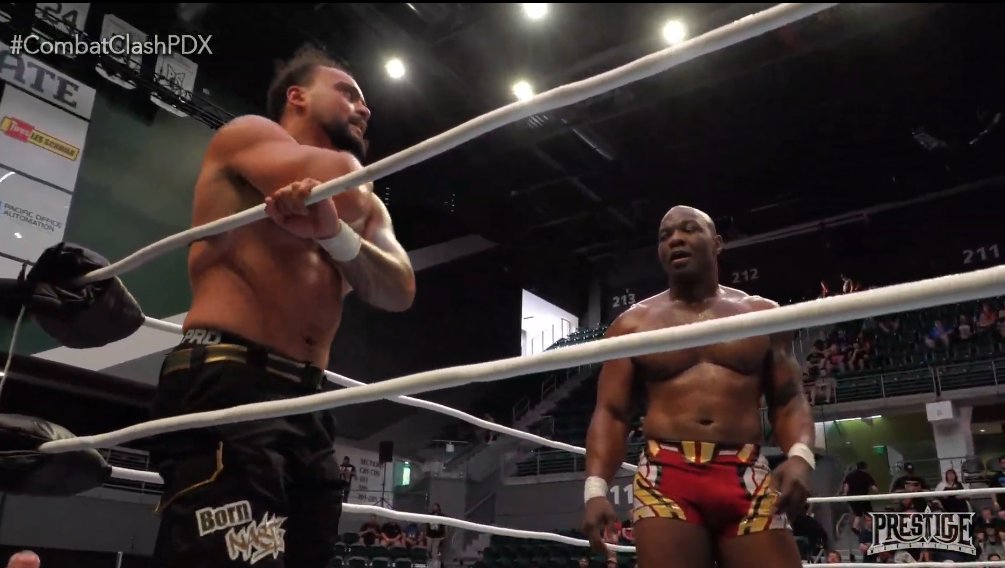 lucharantv's tweet photo. Que gran Lucha entre Mike Santana y Shelton Benjamin! #combatclashpdx #LuchaLibre #prestigewrestling https://t.co/TF2zURzYWJ