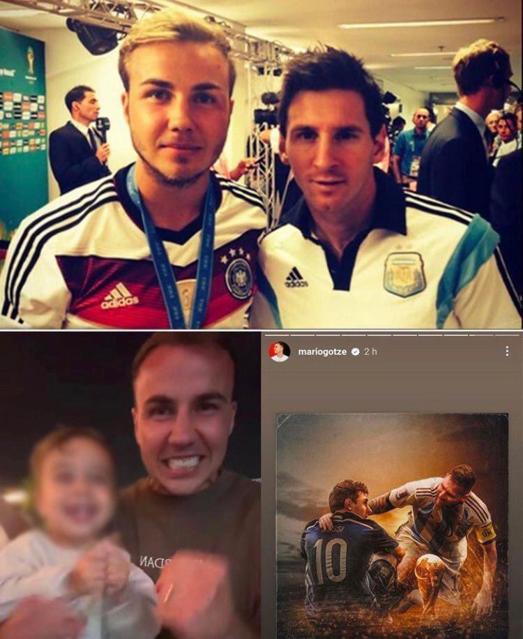 sudanalytics_'s tweet photo. Y hay que hablar del villano de aquel día… un villano con un giro narrativo que nadie vio venir.

Después de convertir el gol que le dio la Copa del Mundo a Alemania, ya en el vestuario, le pidió una foto a Lionel y así lo contó un tiempo después: ‘Me felicitó por el triunfo y sonrió. Es un ser humano extraordinario’.

Resulta que el 18 de diciembre del 2022, 8 años después y mientras Argentina era Campeón del Mundo, el mismísimo Götze compartió en sus historias videos festejando los goles argentinos con su hijo, escuchando “Muchachos” y hasta una imagen del Messi 2022 levantando al de 2014

“Estaba viendo la final y apoyando a Argentina, por el país y por Messi. Quería que ganarán. Lo vi con algunos amigos, me alegré que ganaron la copa. Mi hijo estaba conmigo y pasamos un gran momento”.