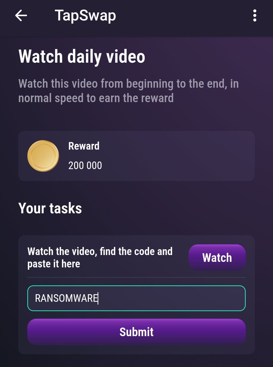 _hiyorieee's tweet photo. HELLO TAPSWAP COMMUNITY!

Do the task for TAPSWAP CINEMA:
Watch Daily Video~ YOUTUBE VIDEO NAME:
The Most DANGEROUS crypto scams you SHOULD know about!

(Watch the video, find the code and paste it here)
ANSWER: RANSOMWARE

#TON #TAPSWAP #tapswapdailytask
#TapSwapVideoCode https://t.co/pMjdeQtOnB