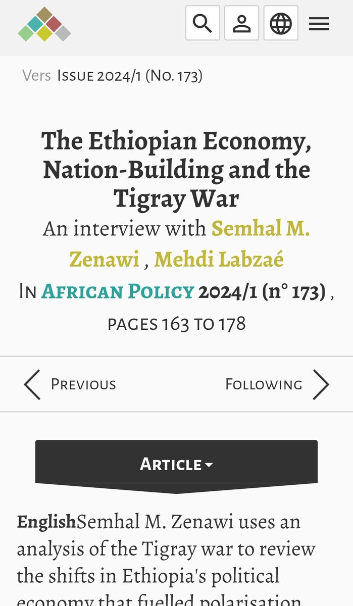 NatyYifru's tweet photo. 📌 This is a MUST read.

📌 Semhal Meles Zenawi, deeply thoughtful and extraordinarily impressive interview on "#Ethiopia economy, nation building and #Tigray war", summarized by a Facebooker Eph Rem.

(For those interested the interview link is below. 
P.S it is behind paywall)

However, Ephrem compiled the main points 👇 Very well.
📍 The war in Tigray is linked to shifts in Ethiopia's political economy, where neoliberal reforms have led to increased state violence and predatory practices by elites. The failure of industrial policies and the rise of land and joblessness pressures contributed significantly to the crisis 

📍The Ethiopian government conflated the TPLF with the Tigrayan population, leading to widespread human rights abuses and genocide. International entities, including the UNDP, indirectly supported these actions by prioritizing market penetration over human rights

📍The conflict severely impacted rural Tigray, with the destruction of health facilities, schools, and other social assets. Aid agencies exacerbated the crisis by suspending humanitarian aid, further punishing the Tigrayan population 

📍The EPRDF’s factionalism, driven by rent-seeking and parasitic elites, weakened its ability to resolve political differences and mobilize cohesive actions. The old guard’s policies clashed with the multinational federal structure of Ethiopia, contributing to the regime’s instability

📍Changes under Hailemariam Desalegn, such as increased militarization and the contravention of party decisions, led to a decline in the EPRDF’s policy-making function and its capacity for conflict resolution. These shifts undermined nation-building efforts and exacerbated regional assertiveness 

📍Despite significant economic and social gains in the aftermath of previous political recalibrations, Hailemariam’s policies failed to sustain these developments. This contributed to the rise of right-wing populism and anti-Tigrayan sentiment as economic populism waned.
https://t.co/xy0UuTCQ8H