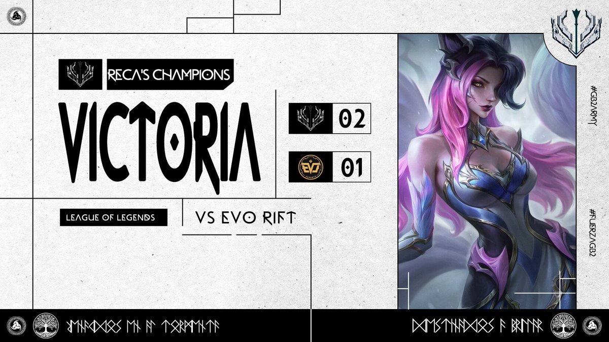 🏆Victoria en la #RecaChampions de <a href="/RecaEsports/">RecasaqueroEsports</a>: 2-1 en una Serie Reñida🏆

¡Qué serie tan intensa!

¿Qué aprendimos hoy? Que nunca se nos subestime

GG <a href="/Evo_Rift/">Evo Rift</a> y gracias por la pelea😎🔥

#RCXGB2

#GOGB2︱#SOMOSGB2︱#FUERZAGB2︱#GB2ARMY