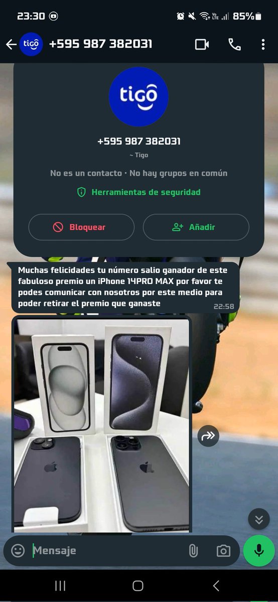 hernanvera7's tweet photo. @TigoParaguay 
Pueden verificar esto por favor! Intentan usar su nombre para joder a la gente! https://t.co/u7r47hjTuQ
