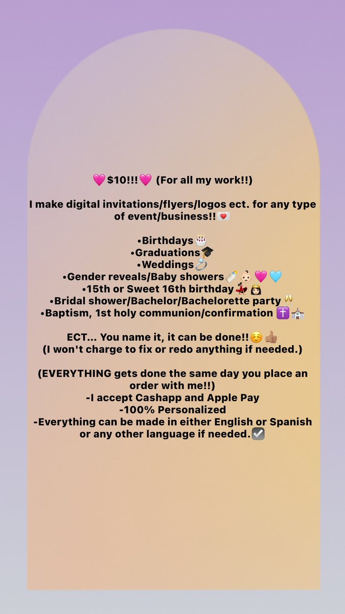 enelyajaylene's tweet photo. ✨$10!!!✨

Custom digital invitations/flyers, logos ect. I can do it all!! Let me turn your ideas into reality!!🩷
📍Based in El Paso, TX✨
📲 Order by Dm or Text⤵️
(915)301-5997☺️ https://t.co/LFkXGvoRla