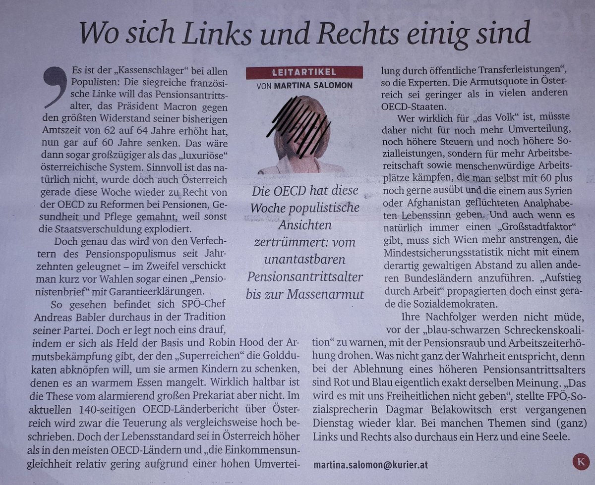 artaxosb's tweet photo. Pensionsräuberin #Salomon bedient wieder alle von ihr zu erwartenden Klischees!
Die diesmal verwendete #OECD ist ein Marktwirtschaftsverein, Gen. Sek. #Cormann ist ein konservativer Wanderpolitiker.
Wieder einmal extrem viel Nonsens / cm2 im @Kurierat am 13. Juli 2024. https://t.co/IwZmvJ1AUi