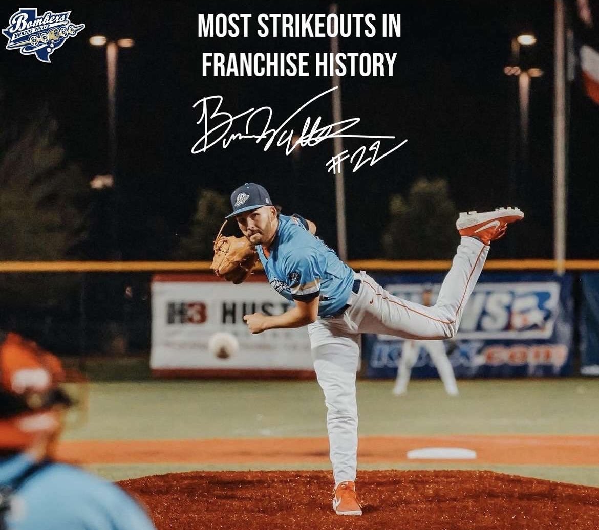 MaxZepedaKVIA's tweet photo. Meanwhile, tonight in Lake Charles @TCLBaseball history was made, as recently committed @UIBaseball Hawkeye &amp; @bv_bombers LHP @bryson_walker6 broke the single-season record for strikeouts (61). 

He also has just 3 ER in 40 IP, equaling a 0.67 ERA.

Pitcher. of. the. Year. https://t.co/65Iqr15ng6