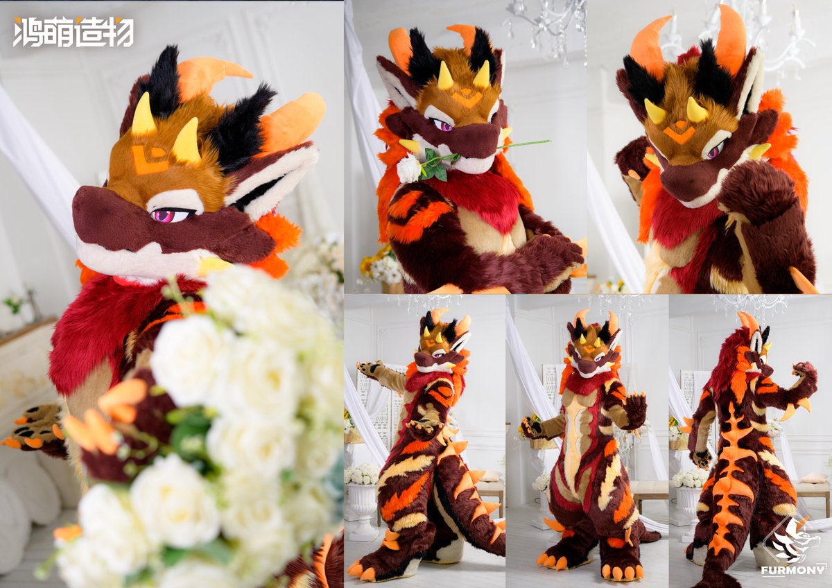 furmony's tweet photo. Our handsome flame dragon is here~
“Will you be joining me in this dream wedding?🌹🌹”

#furry #fursuit #furmony #鸿萌造物 https://t.co/aOXWUA1Hsy
