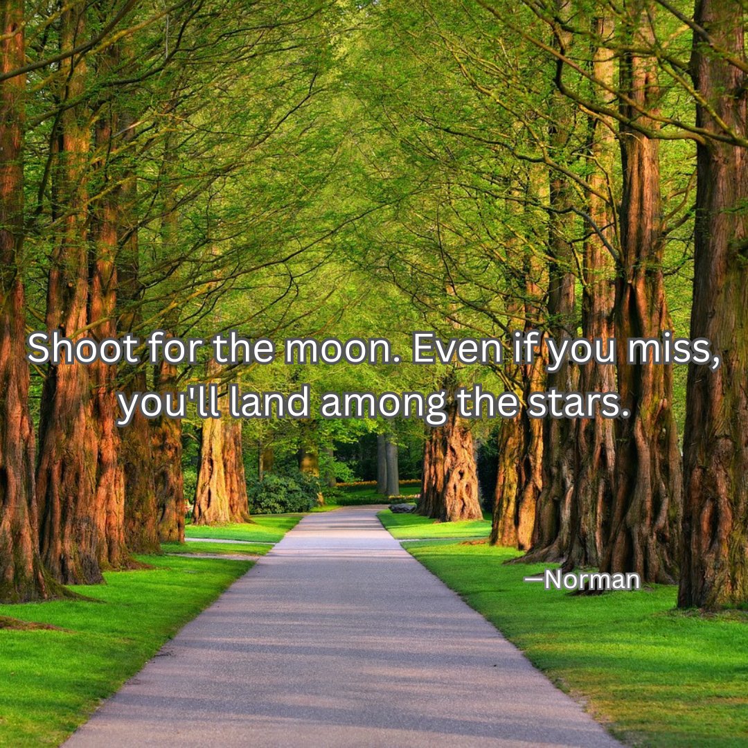 Shoot for the moon. Even if you miss, you'll land among the stars.

—Norman