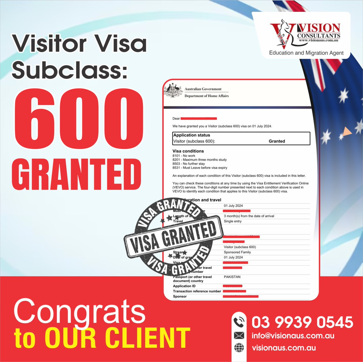 Visionaus's tweet image. Subclass600 grants. Congratulations!! 📷📷📷📷
#VisionConsultants #VisionConsultantsAustralia #subclass600 #Australiasubclass600 #AustraliaVisitorVisa