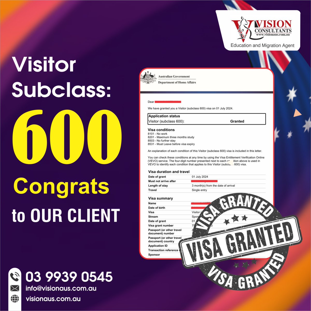 Visionaus's tweet image. Subclass600 grants. Congratulations!! 📷📷📷📷
#VisionConsultants #VisionConsultantsAustralia #subclass600 #Australiasubclass600 #AustraliaVisitorVisa