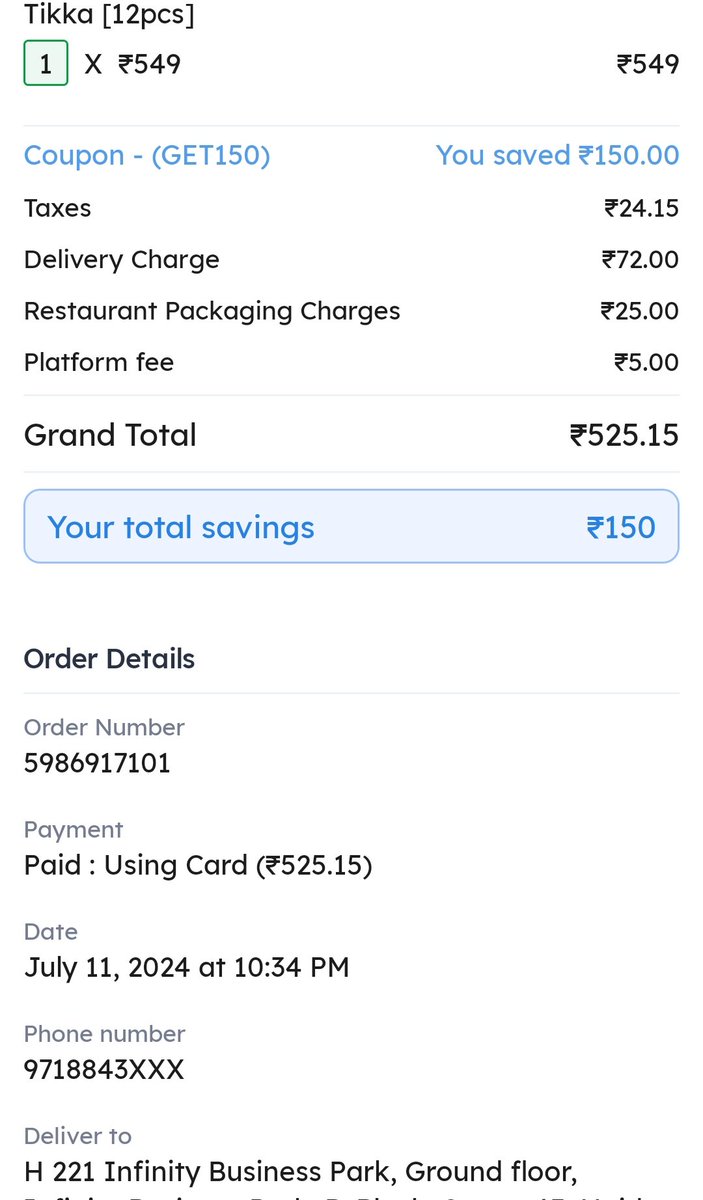 ConnectChandra's tweet photo. refund. Customer care kept saying we can't do anything, it's policy. I want to ask who made this policy and what regulations you are following.
Attached order info @deepigoyal
@zomato @zomatocare https://t.co/uy3Qv1uYRD