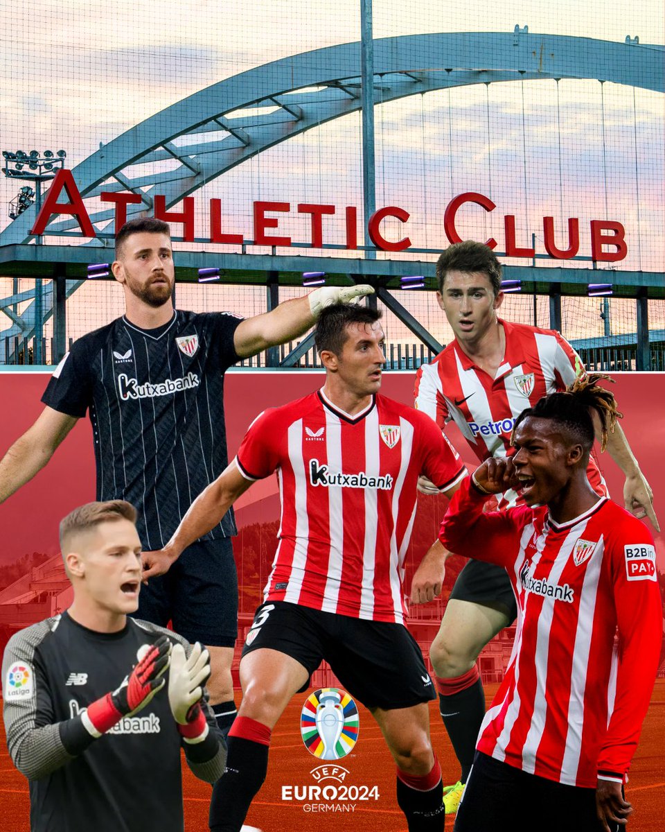 AthleticClub's tweet photo. 🦁 Lezama, la cantera con mayor representación de futbolistas en la final de la @EURO2024

▪ Unai Simón
▪ Dani Vivian
▪ Nico Williams
▪ Aymeric Laporte
▪ Álex Remiro

#AthleticLezama #AthleticClub https://t.co/P9ouTCYlLU