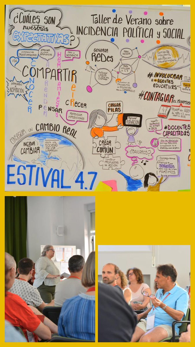 movimiento4_7's tweet photo. ¡Celebrando #Estival4_7! 

Trabajando la incidencia política y social en nuestros talleres de verano: definición, estrategia, qué cambio queremos conseguir… 

Creando juntos y juntas @movimiento4_7 https://t.co/JB3QKOBs4X