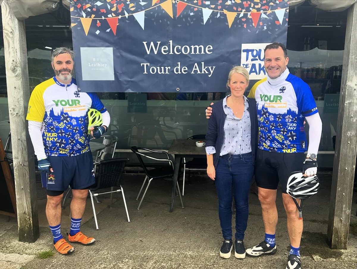 LeathleyCafe's tweet photo. Always a pleasure to welcome and support the @AkyFor @OlesquiPierre @OscarRomeo1268 to Leathley for a pit stop as they cycle 106.6 miles in Memory of their Friend and Colleague Mick ‘Aky’ Atkinson who sadly took his own life in 2019… https://t.co/kW92Dv6MbL