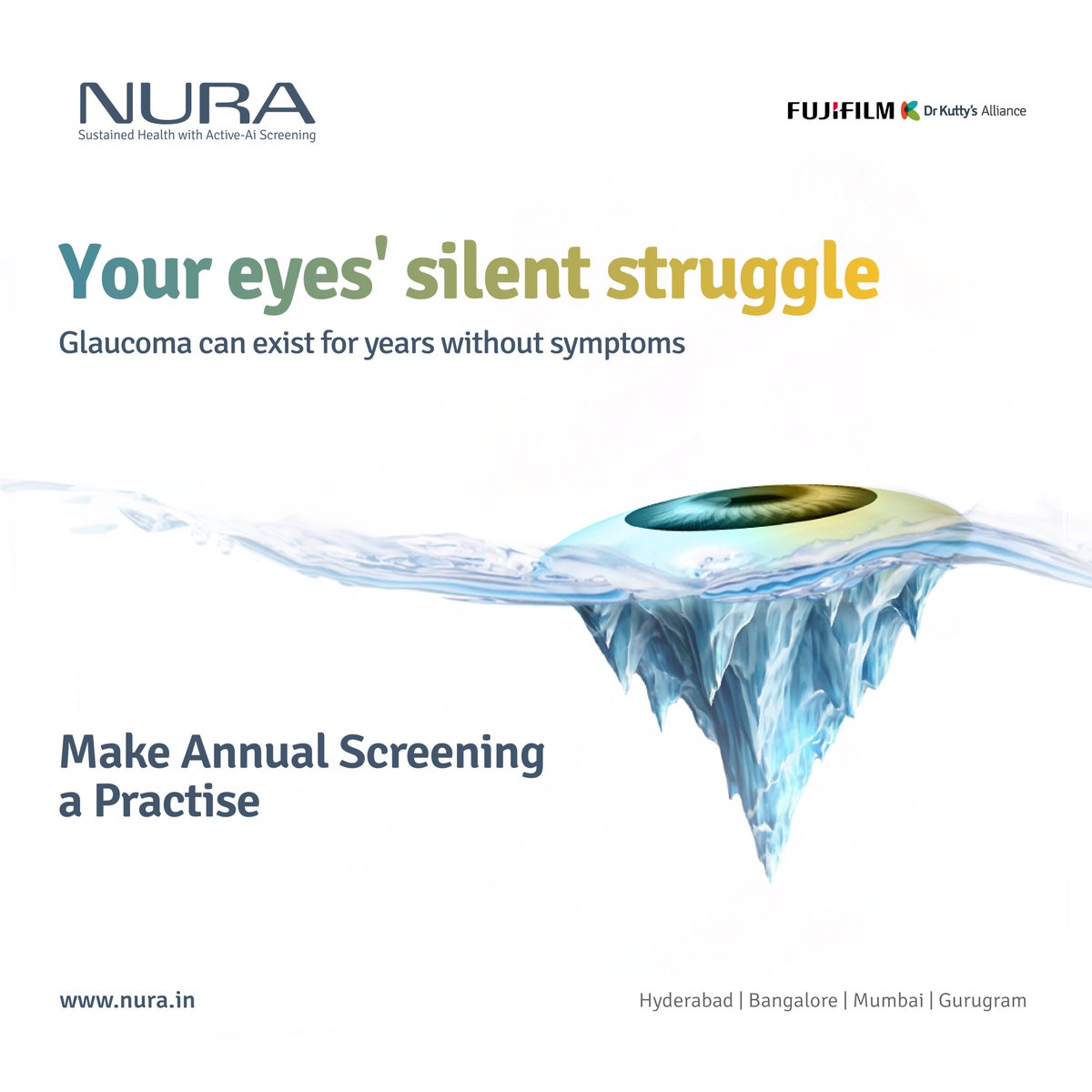 nura_india's tweet image. Don't let your eyes suffer in silence! Glaucoma, a serious eye condition, can develop without any warning signs. Make yearly eye screenings a regular part of your health routine. Early detection is key to protecting your vision.

#glaucoma #eyecondition #eyehealth #eyetest