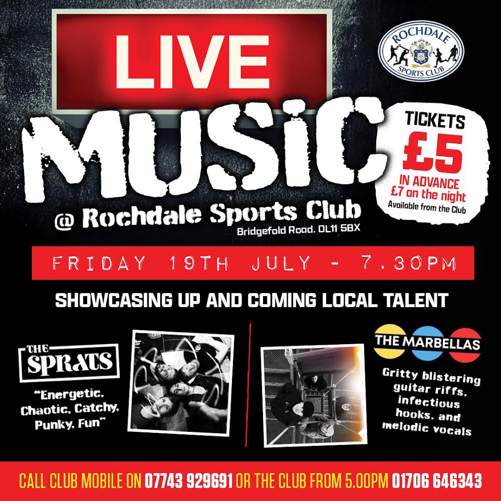Laura Beth (@laurabethreal) on Twitter photo This is on Friday featuring <a href="/thespratsband/">The Sprats</a> and <a href="/marbellasband/">The Marbellas</a> it’s going to be immense! Get your tickets directly from <a href="/RochdaleCLS/">Rochdale Sports Club</a> by phone or online or through Skiddle skiddle.com/e/39265595 This is on Friday featuring <a href="/thespratsband/">The Sprats</a> and <a href="/marbellasband/">The Marbellas</a> it’s going to be immense! Get your tickets directly from <a href="/RochdaleCLS/">Rochdale Sports Club</a> by phone or online or through Skiddle skiddle.com/e/39265595