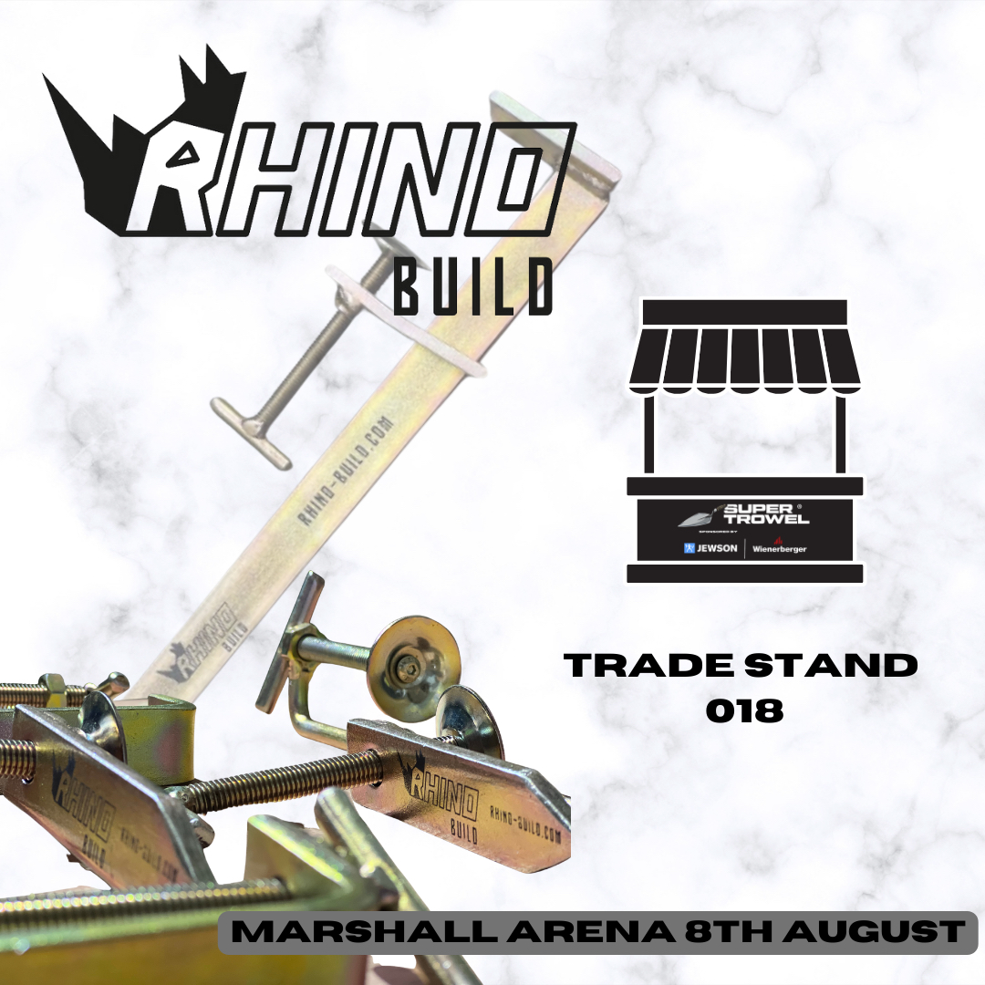 Join Rhinobuild Bricklaying Tools at Super Trowel 2024 at trade stand 018 they will be displaying their full range of bricklayers tools from timber clamps to spot board stands. 

#supertrowel #event #bricklayerssocialclub #competition