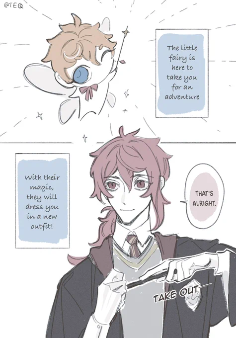Oh what's Little Fairy gonna dooo  #diluchi 🔥💧 Harry Potter, Cinderella Fairy AU idk 😂😂😂