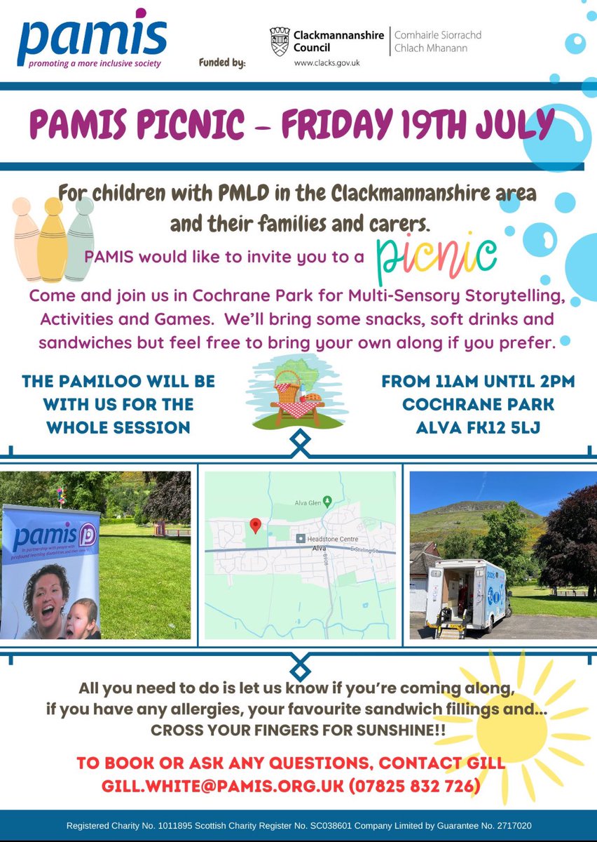 AlloaEASN's tweet photo. PAMIS PICNIC, Alva - For children with PMLD in the Clackmannanshire area and their families ☀️🧺 @PAMIS_Scotland @lochies16 https://t.co/8tzVSxKX8T