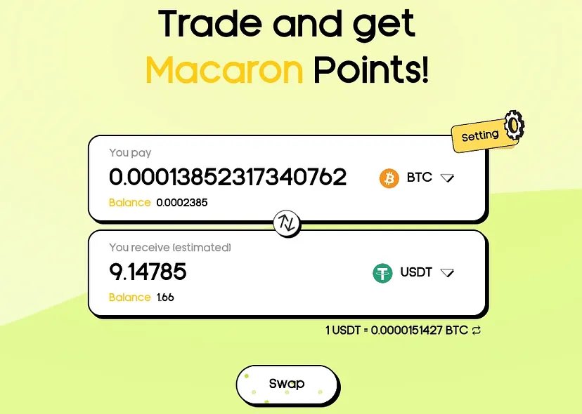 🧵（ 4 / 9 )

🔶Macaron

Macaron 是 Bitlayer 上的第一个原生去中心化交易所 (DEX)，为用户提供最无缝的交易体验和极具竞争力的收益方案。

1⃣在Macaron链接OKX钱包
2⃣在Macaron交易指定交易对USDT/BTC交易对满5U

🚪传送门：https://t.co/0Cq8qy7Oja

连接钱包后选择交易对USDT/WBTC，输入你想交易的金额，确认后，你将看到一个确认页面，点击“Confirm”，然后在OKX钱包中签名就完成啦！

在完成上述操作后，你获得的积分将在Airdrop页面显示