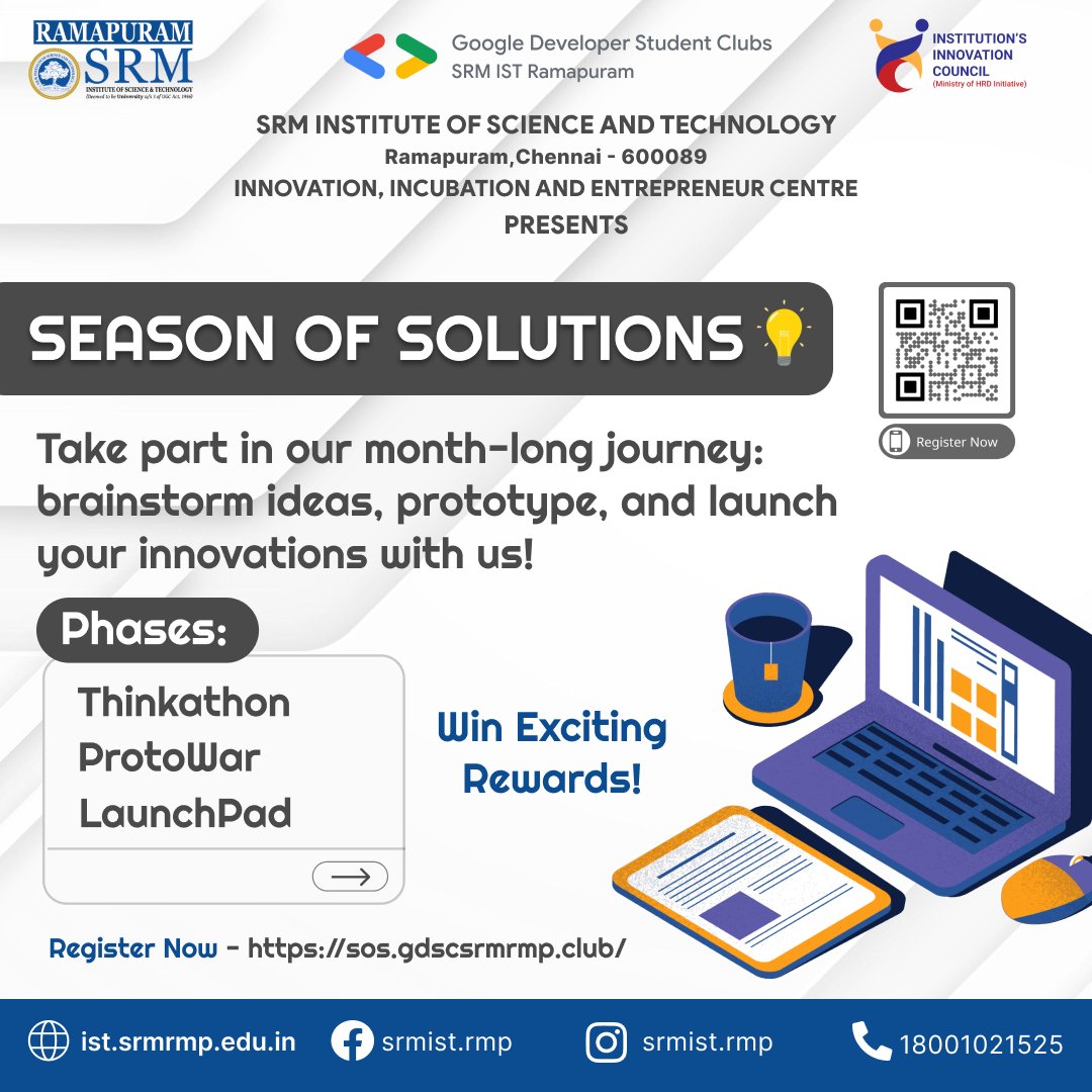 dscsrmrmp's tweet image. 🌟 Join the Season of Solutions by GDSC SRM RMP! 🌟

We’re thrilled to invite you to our month-long innovation challenge!

Registration Link:
🔗 sos.gdscsrmrmp.club

Join Our WhatsApp Group for Updates:
📱: chat.whatsapp.com/DyhjYjO9VmeD8O…