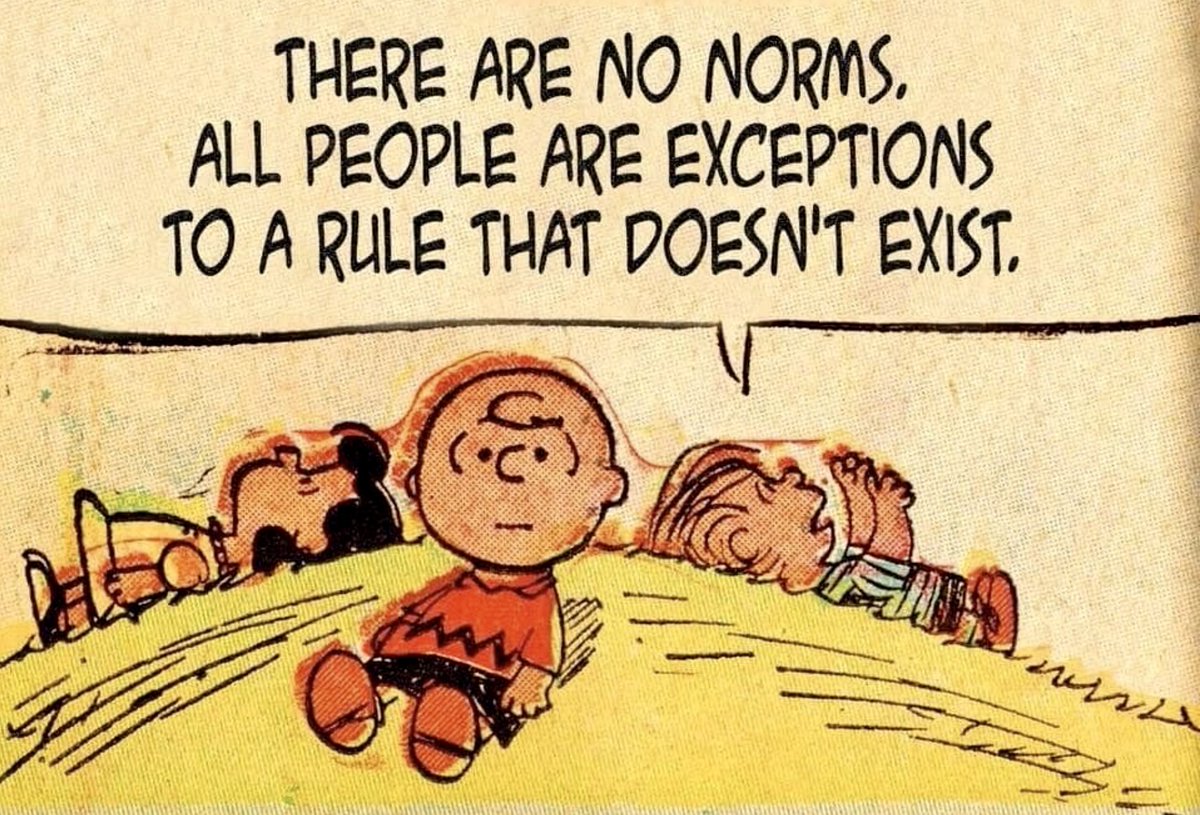 Linus van Pelt, the young philosopher, to his sister Lucy and his best  friend Charlie Brown “There are no norms, all people are exceptions to a  rule that doesn't exist.” By Charles, image size:1200x815
