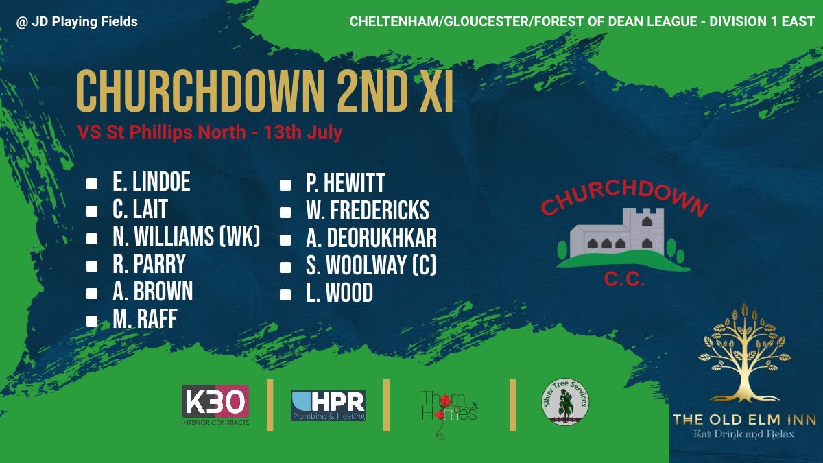 🎙️ SATURDAY FIXTURES

🏏 1’s head to our good friends @Qued_hardcc 

2’s welcome St Phillips North  to the fortress

Go well both teams and see you all back at the <a href="/TheOldElmInn/">The Old Elm Inn</a> 

Thanks to all our sponsors as always