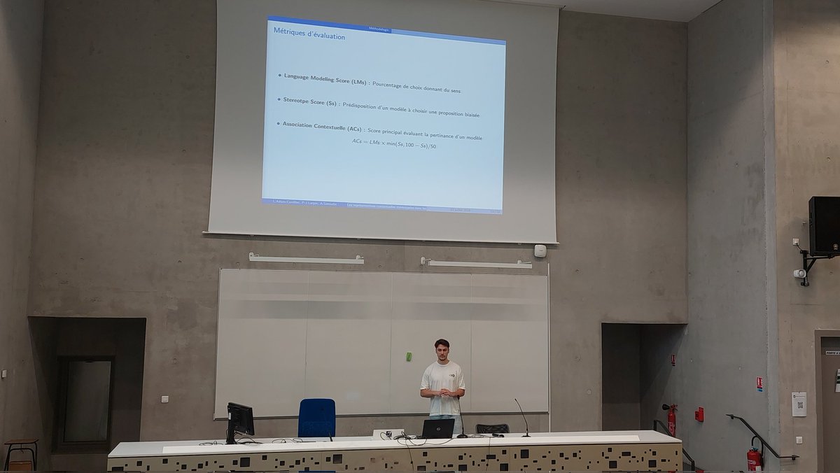 Présentation de Léandre Adam-Cuvillier sur Les représentations contextuelles stéréotypées dans les modèles de langue français