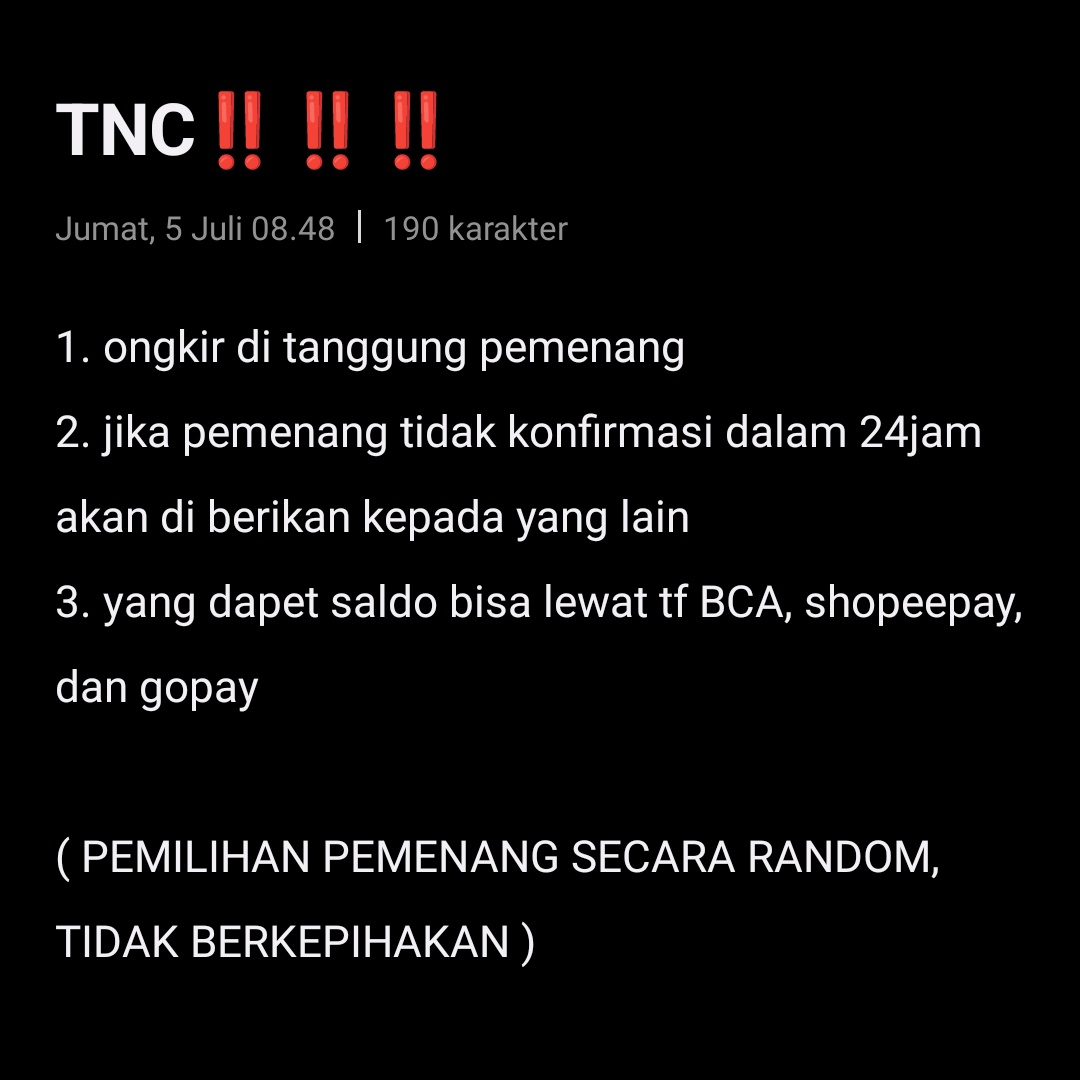 🎁 GIVEAWAY 🎁

HALOOO SEMUA👋🏻👋🏻
berhubung bday wonu bulan ini, aku mau adain GA khusus wonu bday💓 ONLY FOR CARAT‼️(ga harus mutualan) 

✨ 2 PC OFFICIAL &amp; SALDO E-WALLET UNTUK 1 ORANG ✨

📌 RULES
1. RT + like postingan ini 
2. komen wish bday untuk wonu 

📢 end 17 july 2024