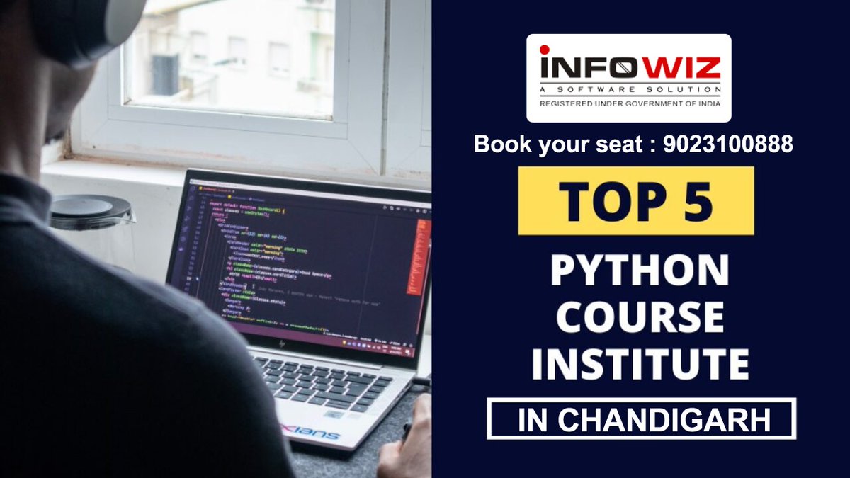 Infowiz3's tweet photo. Empower Your Skills, Learn Python Our Python course in Chandigarh offers comprehensive training to help you master the language. From fundamentals to advanced concepts, gain practical skills in web development, data analysis. 9023100888 info@infowiz.co.in https://t.co/wG4EcFCQ0i https://t.co/KDEP8Cdmob