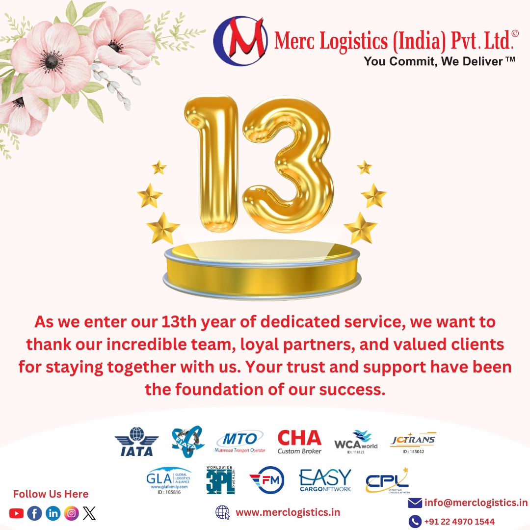 Merclogistics's tweet photo. 🥳🤩Celebrating Together what❓❓
...

As we enter our 1️⃣3️⃣th year..

Here's to many more years of growth, innovation, and shared achievements!💥💥

 Visit our website: https://t.co/8xpM4UOZ7M 🌐

#mercLogistics #YearsOfExcellence #InnovationJourney #13thyearanniversary https://t.co/eJqy9VBdLy