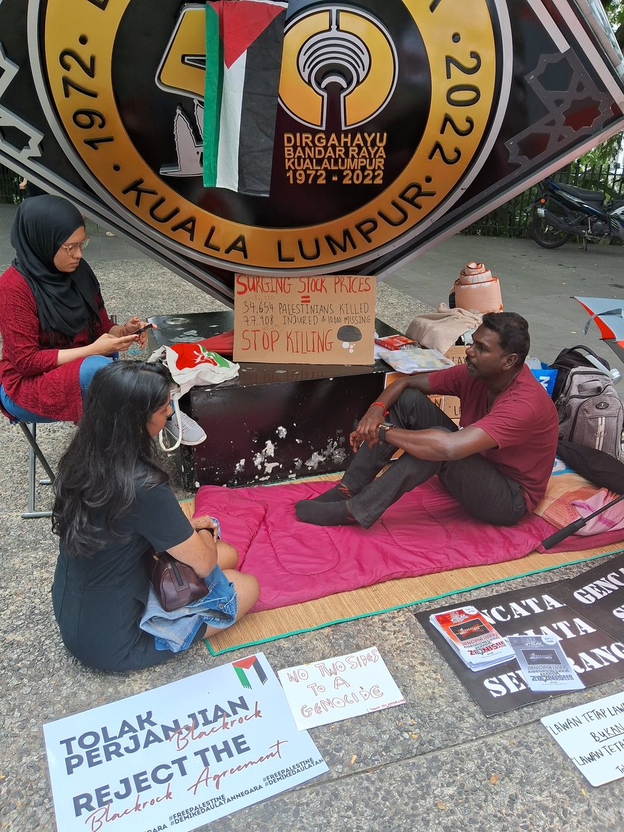 77 hours since activist Mythreyar's hunger strike against Blackrock.

Mythreyar has been placing his career and body on the line to resist normalisation with the zionist war machine.

We demand Malaysia to divest from Blackrock NOW. Stop being an accomplice to genocide!